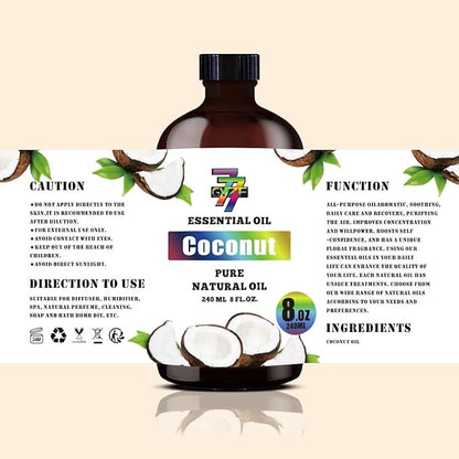 Coconut Essential Oil (8 oz / 240 ml) – Coconut Oils for diffusers, humidifiers, Home Baths, Cleaning Products, Yoga, DIY Soaps and DIY Scented Candles
