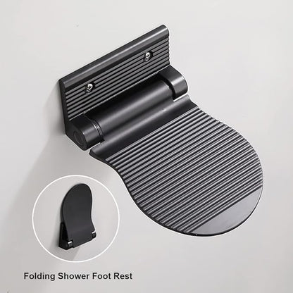 Shower Foot Rest for Shaving, Wall Mounted Folding Foot Stand for Bathroom, Black Metal