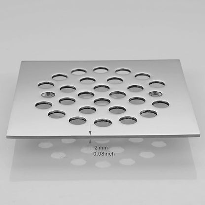 Square 4-1/4-inch Screw-in Shower Floor Drain Grate Strainer (Chrome)
