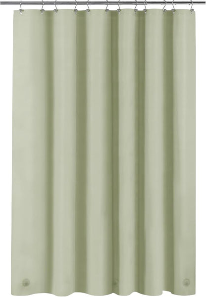Sage Green Plastic Shower Curtain Liner - Premium PEVA Shower Liner BPA & PVC Free, No Chemical Smell, Lightweight Green Bath Curtain with 3 Magnets for Bathroom, 12 Metal Grommets - Sage
