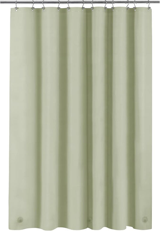 Sage Green Plastic Shower Curtain Liner - Premium PEVA Shower Liner BPA & PVC Free, No Chemical Smell, Lightweight Green Bath Curtain with 3 Magnets for Bathroom, 12 Metal Grommets - Sage
