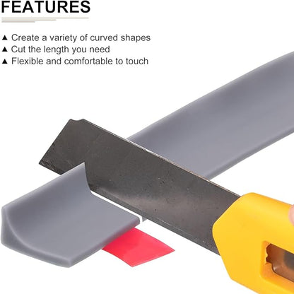 118"x0.8"x0.5" (LxWxH) Collapsible Shower Barrier Stopper - 1 Pack - Good for Bathroom Kitchen - L Shape Water Splash Guard Blocker - Gray