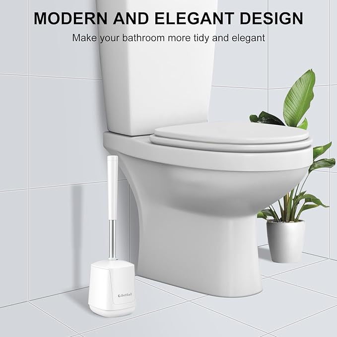 SetSail Toilet Brush and holder 3 Pack Toilet Bowl Brush and Holder Toilet Cleaner Brush with Nylon Bristles Ventilated Toilet Brushes for Bathroom with Holder for Toilet Scrubber Cleaning, Pure White