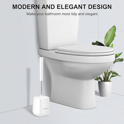 SetSail Toilet Brush and holder 3 Pack Toilet Bowl Brush and Holder Toilet Cleaner Brush with Nylon Bristles Ventilated Toilet Brushes for Bathroom with Holder for Toilet Scrubber Cleaning, Pure White