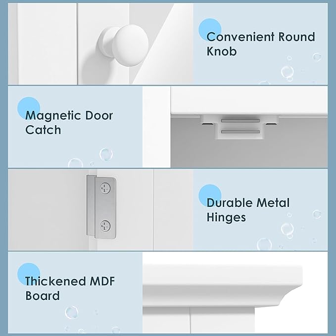Safeplus White Medicine Cabinet with Mirror, Wall Mounted Adjustable Storage for Bathroom, Living Room, Bedroom, Entryway and Kitchen