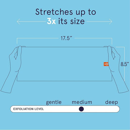 Cleanlogic Body Exfoliating Cloth, Stretchy Detox Charcoal Infused Exfoliator Bath and Shower Washcloths, Reusable Daily Skincare Tool, 3 Count Value Pack