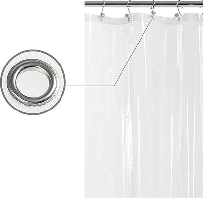 Barossa Design Shower Curtain or Liner with 3 Magnets for Shower Stall Size 42 inch Wide, PEVA, Waterproof, PVC Free, Metal Grommets, Clear, 42x72
