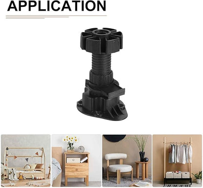 60x46mm(LxW) Adjustable Leveling Feet - 8Pack- Good for Furniture - Leveler Support Frame Replacement Legs - Black