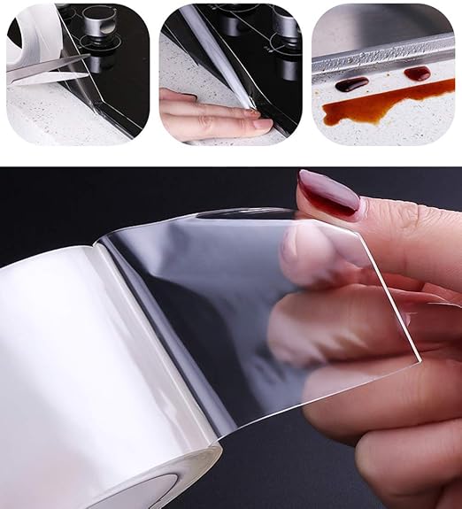 LLPT Caulk Tape Clear 1.2 Inch x 33 Feet Extra Waterproof Heavy Duty Adhesive Caulking Strips for Sink Shower Bathtub Toilet Lavabo Kitchen (CT123)