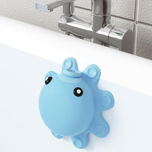 Bathtub Overflow Drain Cover - Silicone Bathroom Overflow Cover for Bath Tub, Bathroom Spa Accessories, Adds Inches of Water for Deeper Bath，Baby Blue