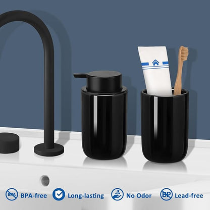 Soap Liquid Dispenser Ceramic with Easy-to-Press Pump Hand Liquid Dispenser (Can't Foam) for Shampoo Bathroom Countertop 13.5 oz