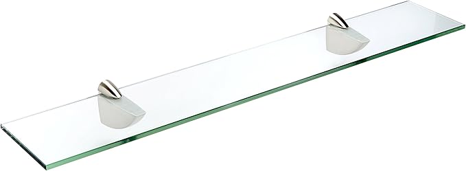 Spancraft Glass O-8x18-Brushed Steel Oriole Glass Shelf, Brushed Steel, 8" x 18"