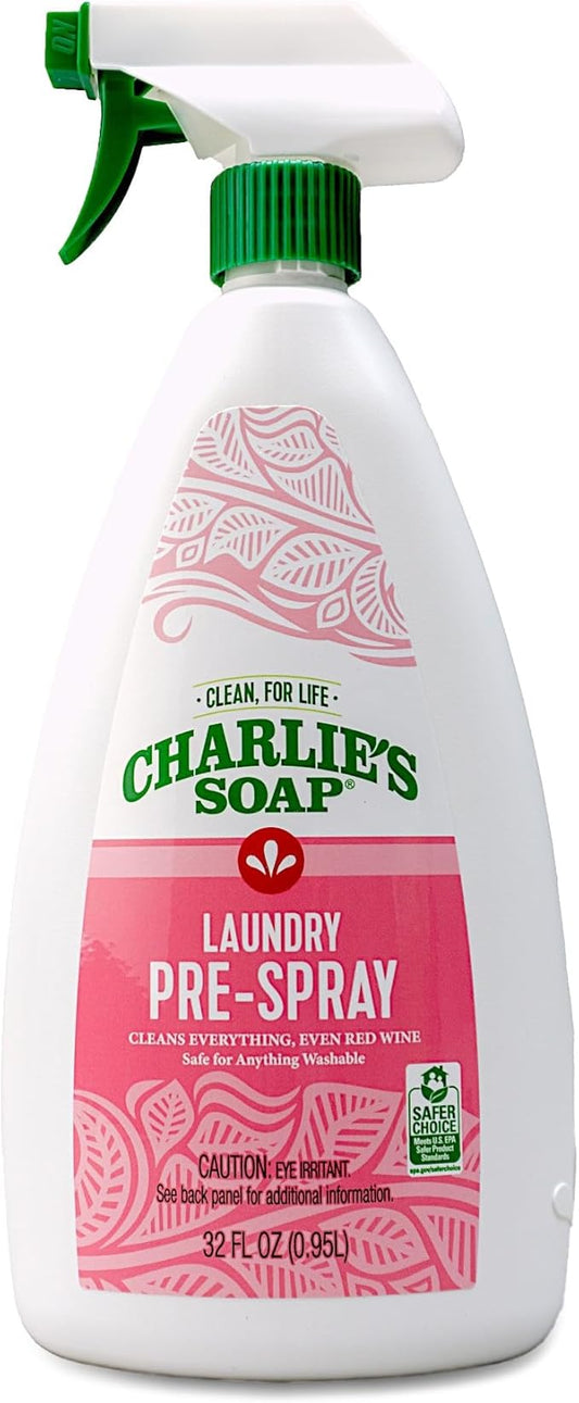 Charlie’s Soap Laundry Pre-Spray Stain Remover (32 fl oz), Natural Laundry Pretreat and Stain Remover (Pack of 1)