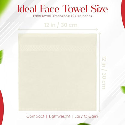 RIVERSIDE 12 Pack Premium 100% Cotton Face Washcloths, 550 GSM, 12 x 12 Inches, Soft, Absorbent Towels for Body & Shower, Bathroom Wash Clothes, Durable Face Towels Set for Spa, Gym, Cannoli Cream