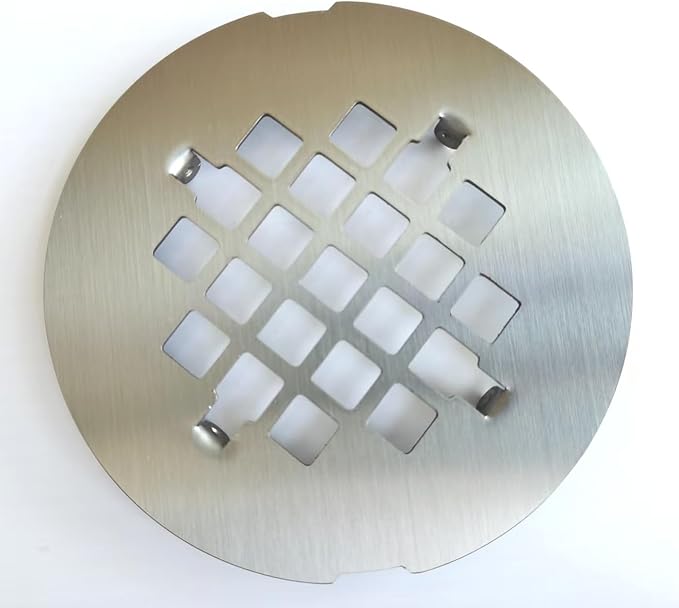 4-1/4 inches Snap-On Round Shower Drain Cover, Stainless Steel (Brushed Nickel)