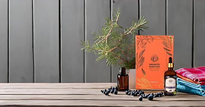 Luxurious Juniper Berry Essential Oil by Enhanced Essentials| Slow Distilled & Pure| for Diffusers,Skin & Hair Care,Aromatherapy,Perfume,Soap & Candle Making|with Glass Dropper|3.38 fl oz (100 ml)