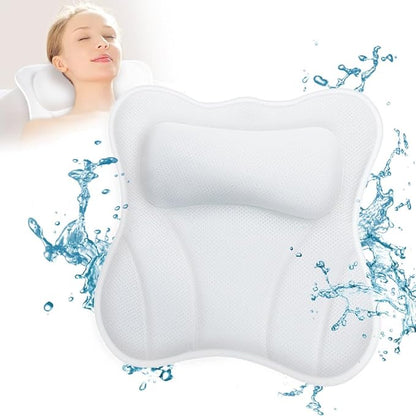Bath Pillow for Tub Luxury Bathtub Pillow for Head and Neck 4D Air Mesh Spa Bath Tub Pillow Headrest with Non-Slip 6 Strong Suction Cups Bathtub Pillow Soaking Tub Bathroom Bath Gifts
