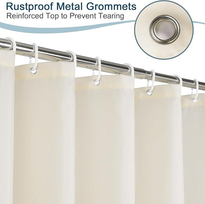 AooHome Shower Curtain Liner, Fabric Bathroom Curtain with Hooks for Hotel, Weighted Hem, Water Repellent, Beige, 72 x 75 Inch