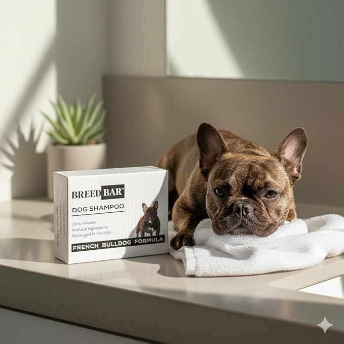 BreedBar™ French Bulldog Shampoo Bar for Folds & Sensitive Skin — PH-Balanced, Natural, Dead Sea Mineral Dog Soap, 100g