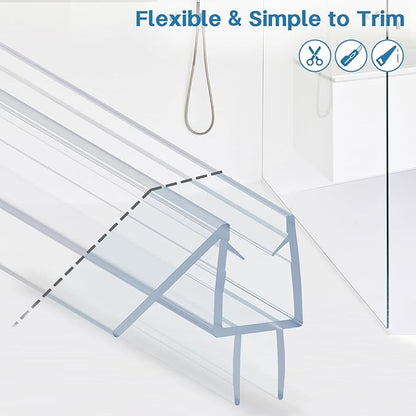 Shower Door Bottom Seal Strip, 2PCS Seal Strip, Ultra Clear PVC, 36" Length, Fits 8mm Thick Glass, Prevents Leaks, Easy Installation, No Adhesive Required (Ultra Clear, 36in for 5/16"(8mm) Door)
