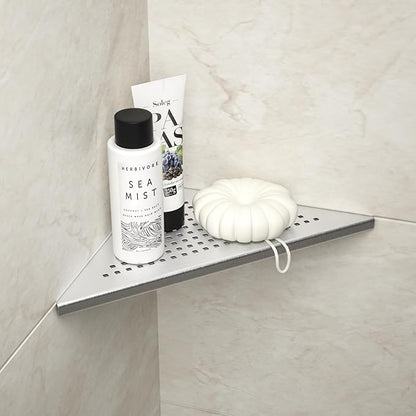 Corner Shower Shelf, 304 Stainless Steel 10" Brushed Recessed Shelf for Bathroom, Grout in Shelf for Tiled Wall