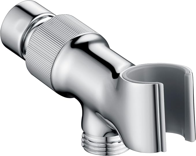 Shower Head Holder All Metal Adjustable Handheld Shower Arm Mount, 1/2" Shower Hose Holder Fits Most Hand Showerheads, Brass Hand Held Shower Head Holder, Easy to Install(Chrome)
