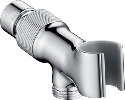 Shower Head Holder All Metal Adjustable Handheld Shower Arm Mount, 1/2" Shower Hose Holder Fits Most Hand Showerheads, Brass Hand Held Shower Head Holder, Easy to Install(Chrome)