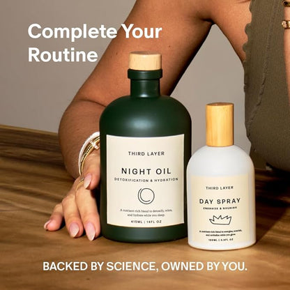 Night Oil – 100% Organic Cold-Pressed, Hexane-Free, Extra Virgin Castor Oil with Magnesium & Frankincense, Body Serum for Skin Hydration & Evening Self-Care (14 fl oz)
