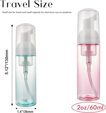 4 Pack Foam Pump Bottle Travel 2 oz/60 ml Small Size Mousse Foam Soap Dispenser Refillable Plastic Foaming Soap Dispenser Empty Travel Foaming Containers for Soap Shampoo Lash Washer