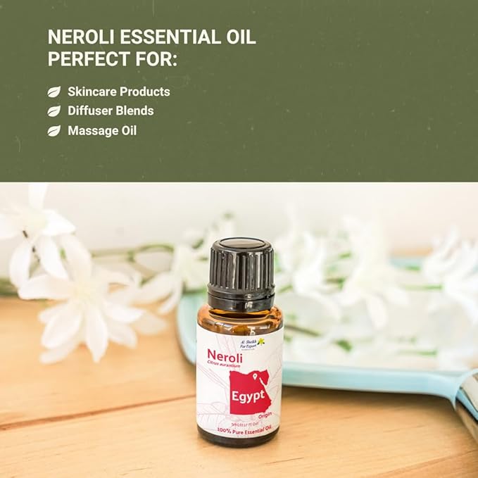 Neroli Essential Oil - Direct from Al Sheikh for Export Egypt - Steam Distilled - Aceite de Neroli for Aromatherapy, Massage, Diffuser, DIY Candle and Soap Making - 2lbs