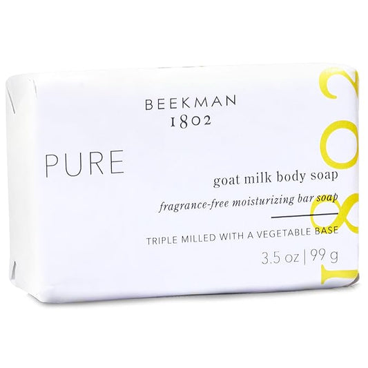 Beekman 1802 Pure Palm-Sized Bar Soap - Fragrance Free - 3.5 oz - Cleanses, Nourishes & Hydrates - Microbiome Friendly - No Irritation