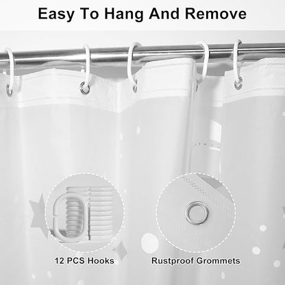 PEVA Shower Curtain, 72 x 72 Water Repellent Premium Bathroom Shower Curtain with 3 Magnetic Weights for Shower Stall, Bathtubs (Galaxy)