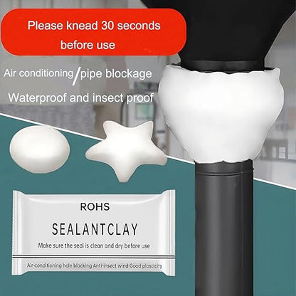 4-Pack White Seal Putty Waterproof Duct Seal Repair Sealing Clay, Quick Mending Mud for Drain Connection,Air Conditioning Hole, Wall Hole