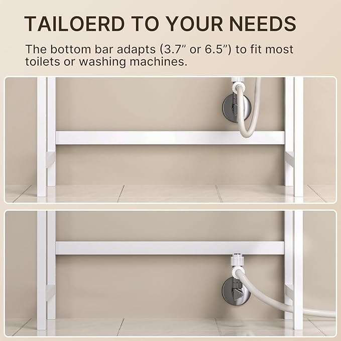 Gizoon 3 Tier Over The Toilet Storage Cabinet, Bamboo Bathroom Over Toilet Storage with Adjustable Shelves，Space-Saving Freestanding Shelves, 10.24"D x 24.8"W x 66.93"H, for Bathroom, Laundry Rooms