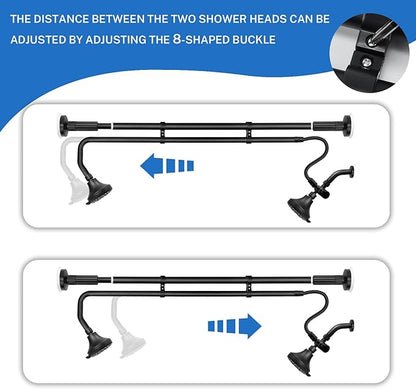 Tandem Shower Heads, Double Shower Head for Couples, Dual Shower Head System for Two People, High Pressure and Adjustable Double Shower Heads (Black)