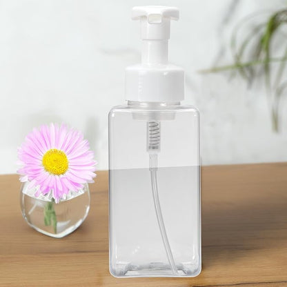 Ginger Lily Farms Foaming Soap Dispenser, Refillable Plastic Pump Bottles for Liquid Hand Soap, 15 oz. Clear Bottle with White Pump, 2-Pack