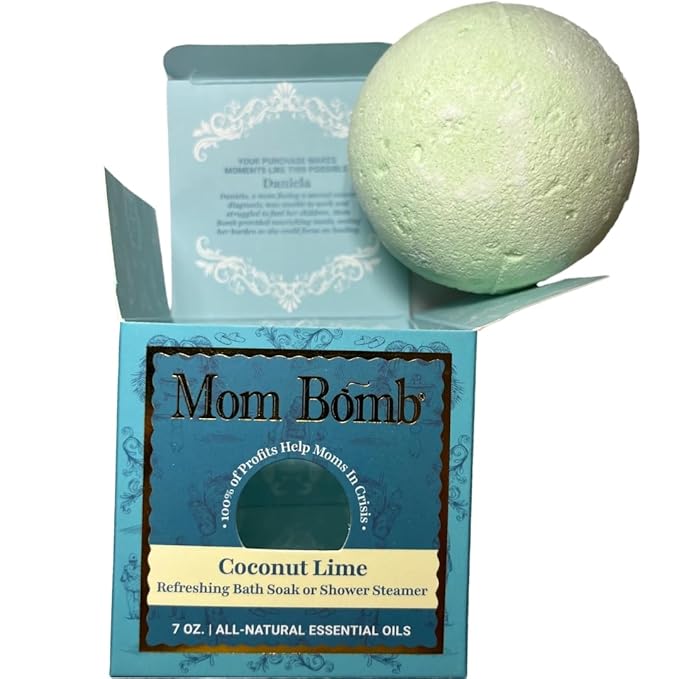 Mom Bomb Coconut Lime Bath Bomb (Shower Steamer) – Essential Oils, Clean Ingredients – Relaxing Aromatherapy Fizz, Skin-Softening – Made in USA - Gift for Women