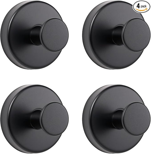 Suction Cup Hooks for Shower, 4 Pcs Shower Hook for Bathroom Stainless Steel Wall Hook for Hanging up to 6.5 lbs for Kitchen, Glass, Mirror,Black