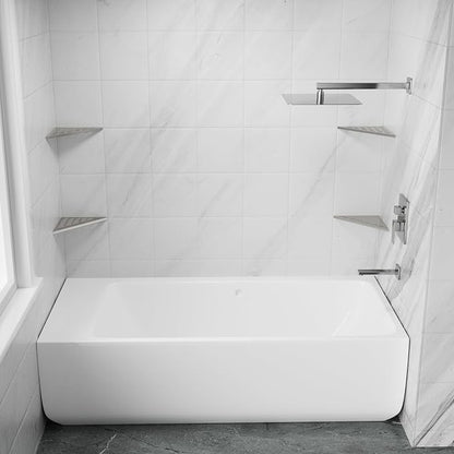 POPFLY 10" Silver Stainless Steel Corner Shower Shelf 2PCS, 304 SS Recessed Bathroom Shelves for Tile Walls, No Drilling Needed, Floating Shower Caddy with Drainage Slots, PF7501L