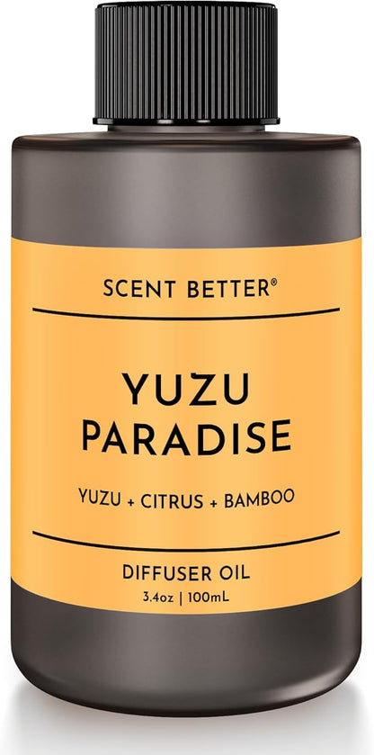 Scent Better Yuzu Paradise Aroma Essential Oil Blend: Aromatherapy Blend of Yuzu, Citrus, and Bamboo for Ultrasonic Diffusers & Nebulizers (3.3 Fl Oz, 100 mL)