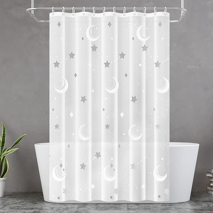 PEVA Shower Curtain, 72 x 72 Water Repellent Premium Bathroom Shower Curtain with 3 Magnetic Weights for Shower Stall, Bathtubs (Galaxy)