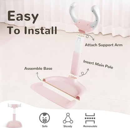 Baby Shower Stand – Adjustable Toddler Bath Stand & Standing Baby Bathtub for Infants 8–36 Months(Pink)