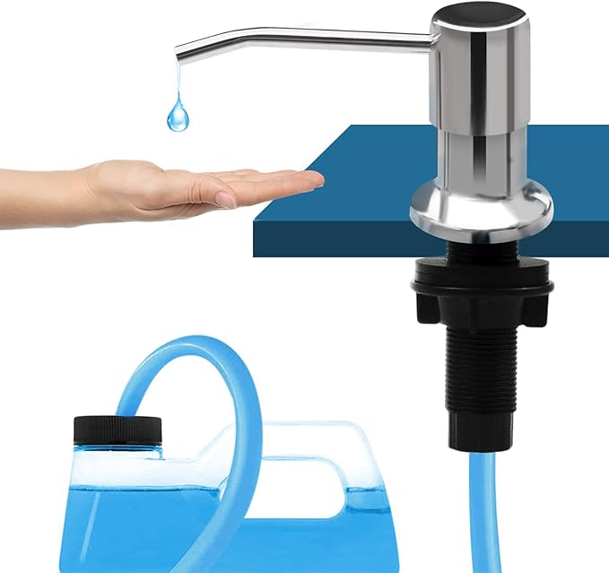 Soap Dispenser for Kitchen Sink, Kichen Sink SoapDispenser, 47" Extension Tube kit, Under Sink SoapDispenser Pump, No Need More Refills, Good Suction Power, Chrome