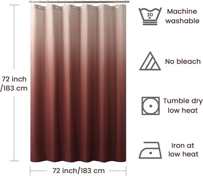 Fabric Shower Curtain, Ombre Burgundy Microfiber Cloth Shower Curtains for Bathroom, Modern Waterproof Bathroom Curtains, 72" W x 72" H