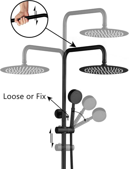 Shower Faucet - Shower Faucets Sets Complete, Shower System - Outdoor Shower Kit/Outdoor Shower Fixtures W/ SS304 Shower Head with 3 modes Handheld, Matte Black