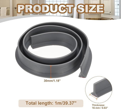 PATIKIL 39 Inch Collapsible Shower Threshold Water Dam Guard, Shower Stopper Barrier Self Adhesive Sink Splash Guards for Frameless Shower Door Bottom, Gray (1.2"Wx0.6"T)