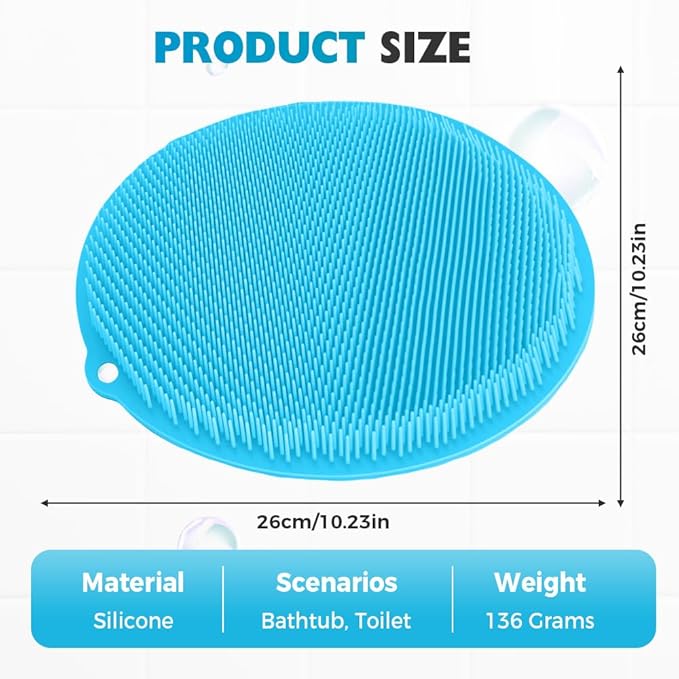 Silicone Shower Foot Scrubber Mat, 2025 Upgrade Shower Mat Slip Suction Cups Foot Scrubber for Men and Women (1 * Pink)