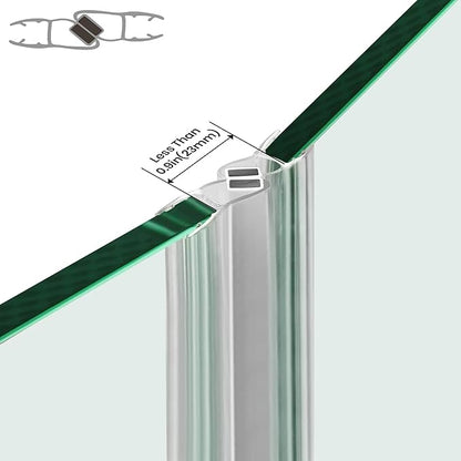 Bathroom Shower Glass Door Side Seal Strips, Length 78 Inch 2PCS Transparent PVC Door Side Seall Strips with Magnetic Stripe for 1/4" (6MM) Thick Framless Glass Panel