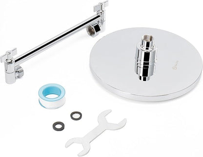 HarJue High Pressure Shower Head with 11 IN Adjustable Arm, Rainfall with Shower Arm-Make Water Flow Down Vertically for Better Bathing Experience(8 In, Chrome)