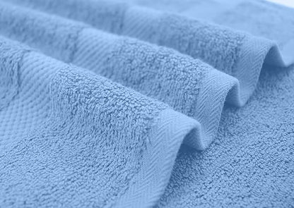 DAN RIVER Bath Towels Set of 4, 27 x 54 Inches, 100% Cotton, Larger & Lighter Weight, Quicker to Dry, Super Soft and Absorbent, Ideal Cotton Towels for Bathroom for Daily Use, Medium Blue